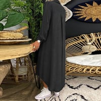 Naisten yksivärinen väri pitkähihainen rento Denim mekko