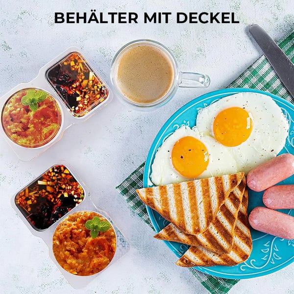 Snackbehälter mit zwei Fächern und Deckel