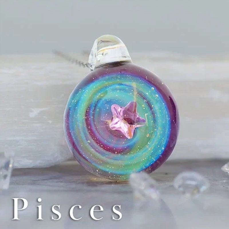 Cosmic starry glass bead pendant necklace