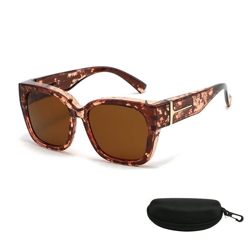 Polarisierte quadratische Sonnenbrille mit umschließendem Design