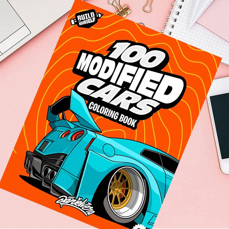 Beginner-Friendly-100 Modified Cars Coloring Book