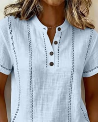 Fashion Casual Button V-Neck T-Shirt