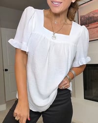 Square Neck Ruffle Sleeve Blouse