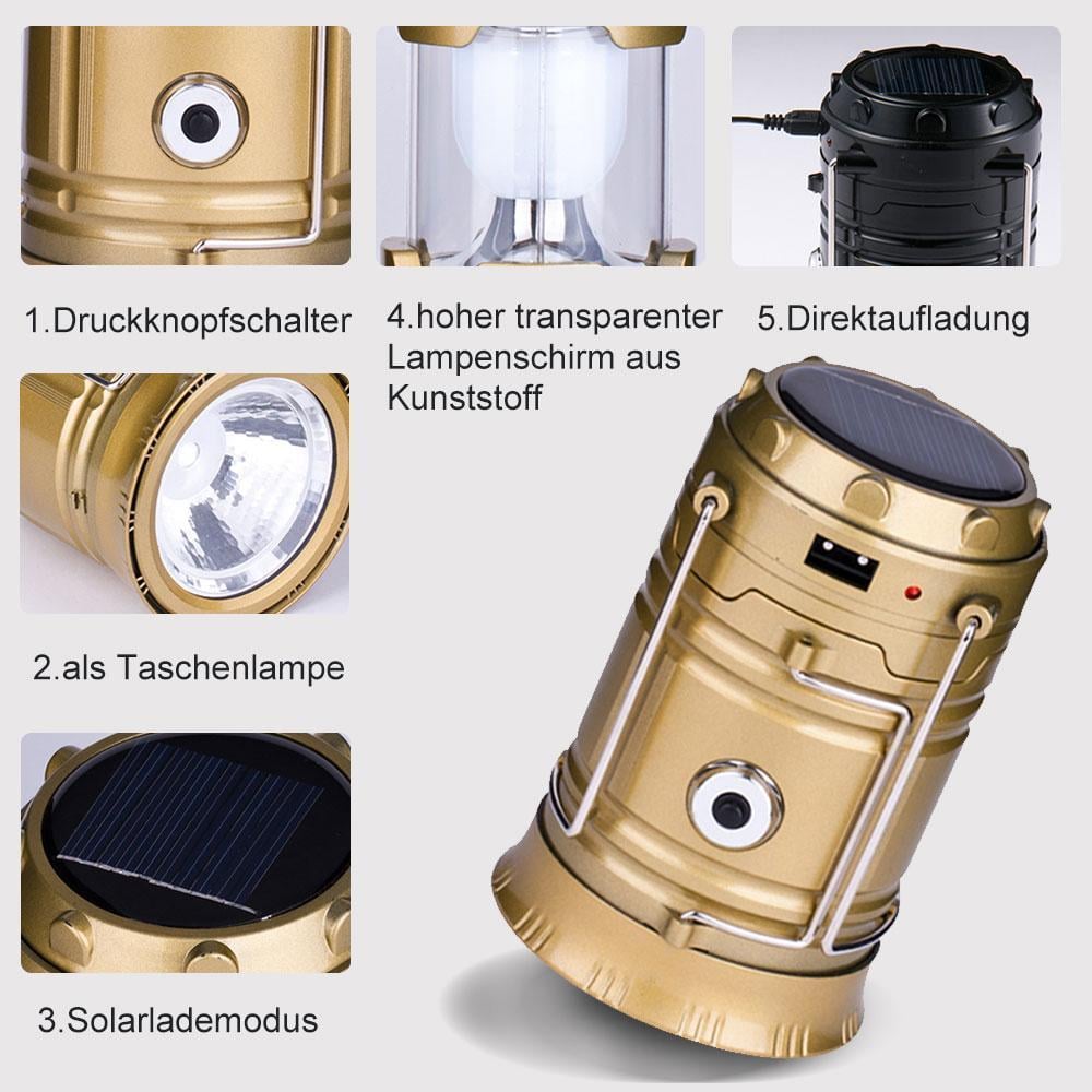 Solar wiederaufladbare LED Laterne für Camping, mit Lithiumbatterie