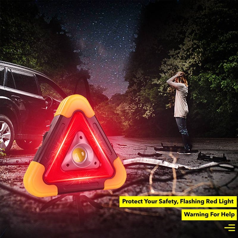 2-IN-1 Solar Emergency Triangular Roadside Warning Light