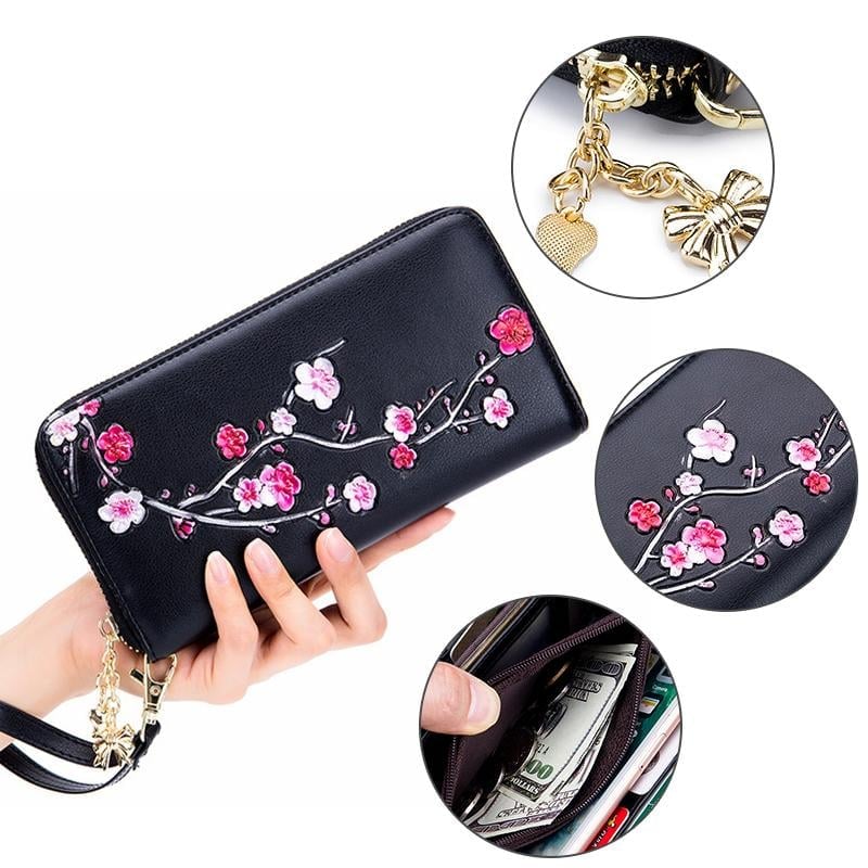 Women's Plum Blossom RFID Long Clutch/Wallet