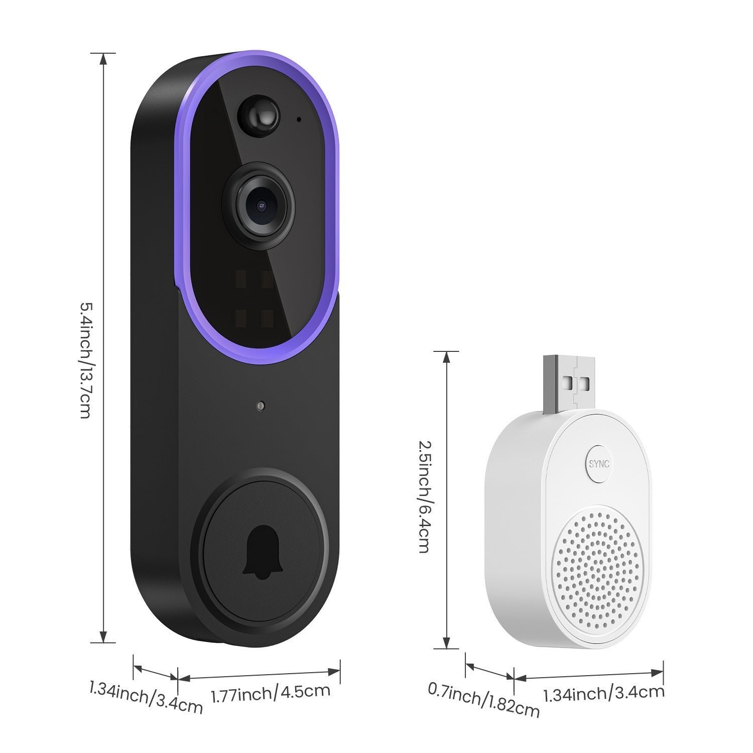 Wireless Smart Doorbell Surveillance Camera with HD Night Vision