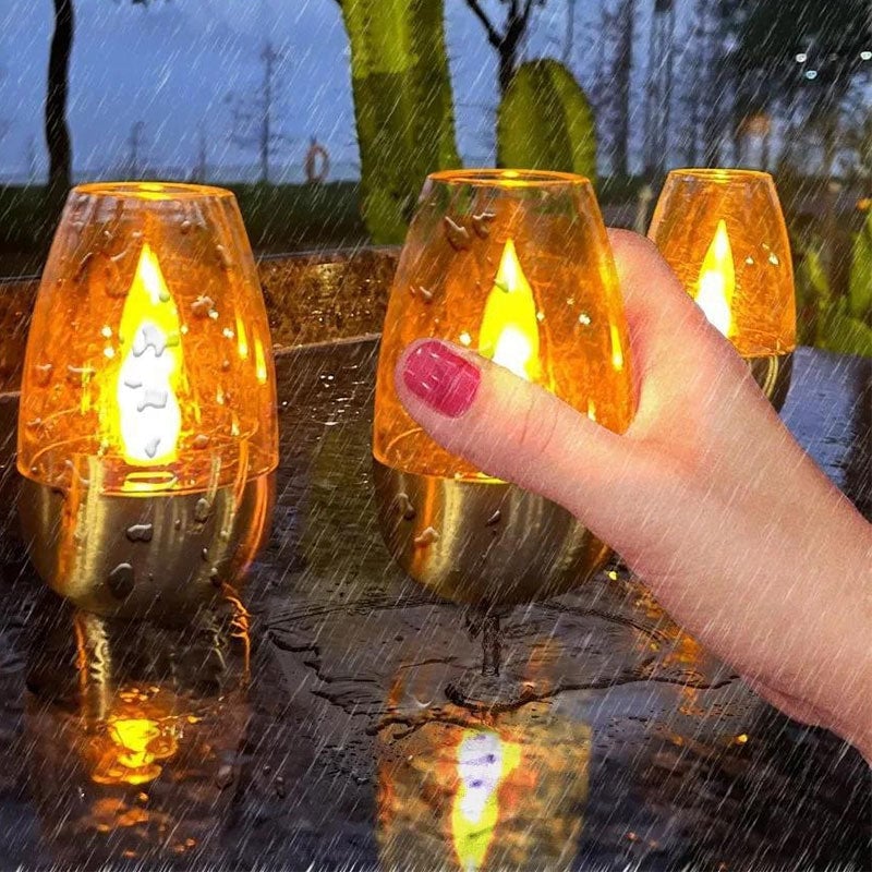 Solar LED Candle Goblet Light for Outdoor Waterproof Use