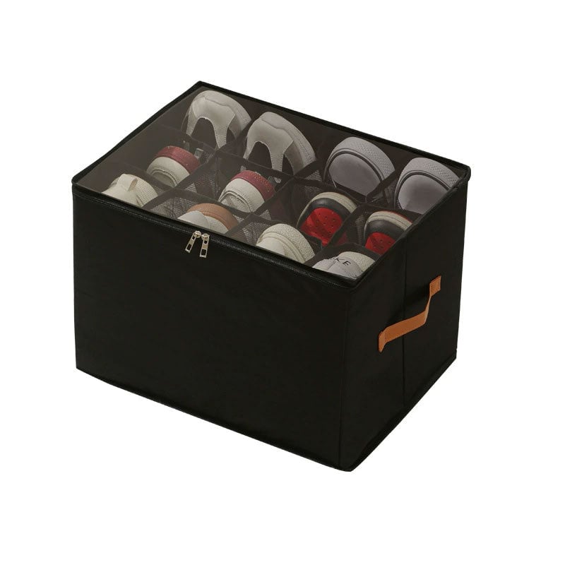 Collapsible Shoe Organizer Box with Transparent Cover