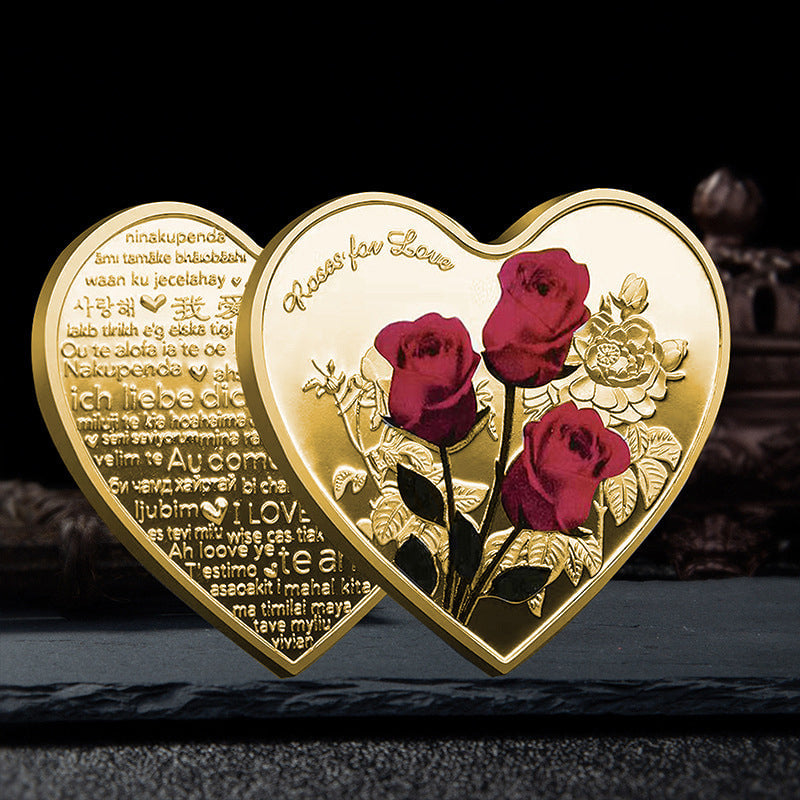 💝Rose Gedenkmünze in Herzform