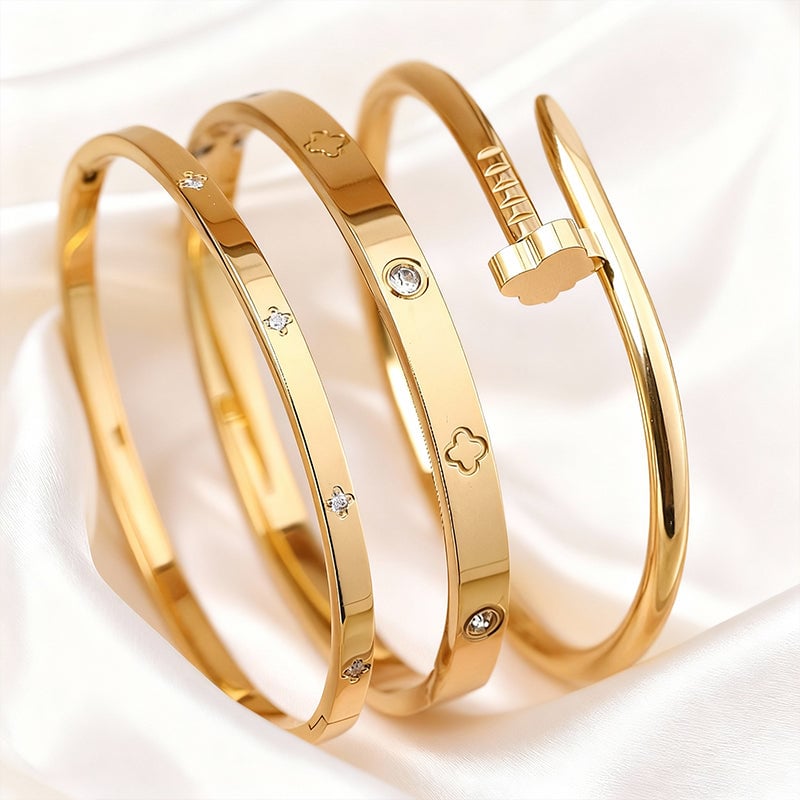 Gold-Plated Diamond-Studded Bracelet