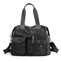 Women's Large Canvas Top Handle Tote Travel Bag, Vintage Weekender PrintedShoulder Bag
