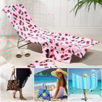 Sun Lounger Towel with Pockets Storage in a Bag