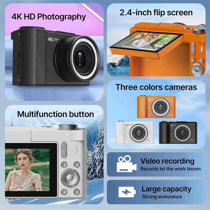 Sakerplus® 4K Mini Kids Digital Camera With Flip Screen