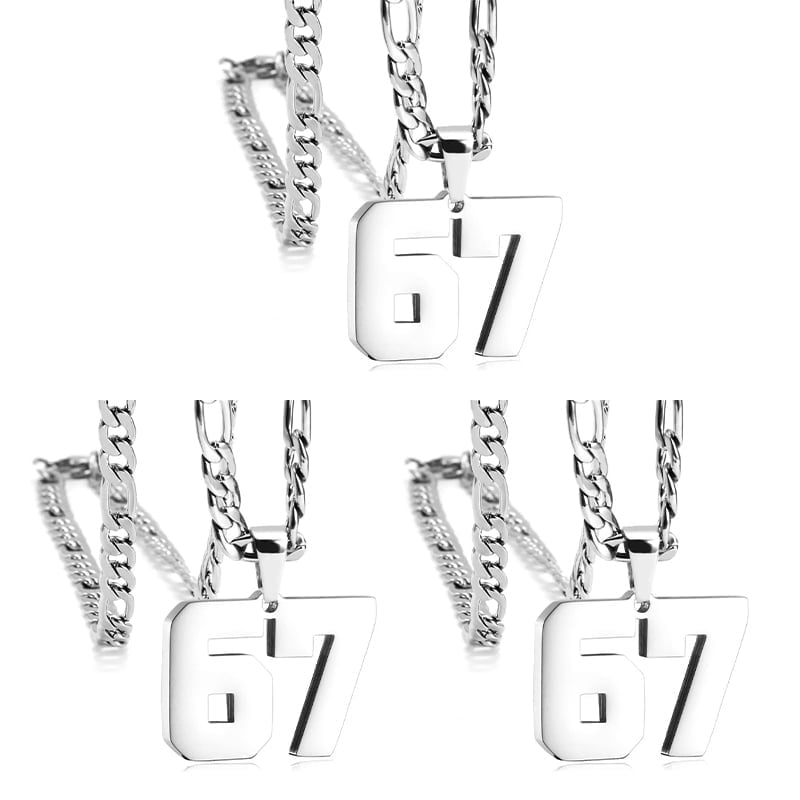 Stainless Steel Sports Number Chain Necklace