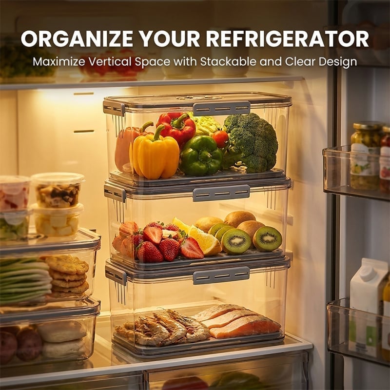 Fridge Storage Box with Drain Tray