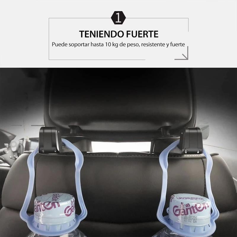 Gancho trasero para asiento de coche con soporte para teléfono móvil (2 piezas)