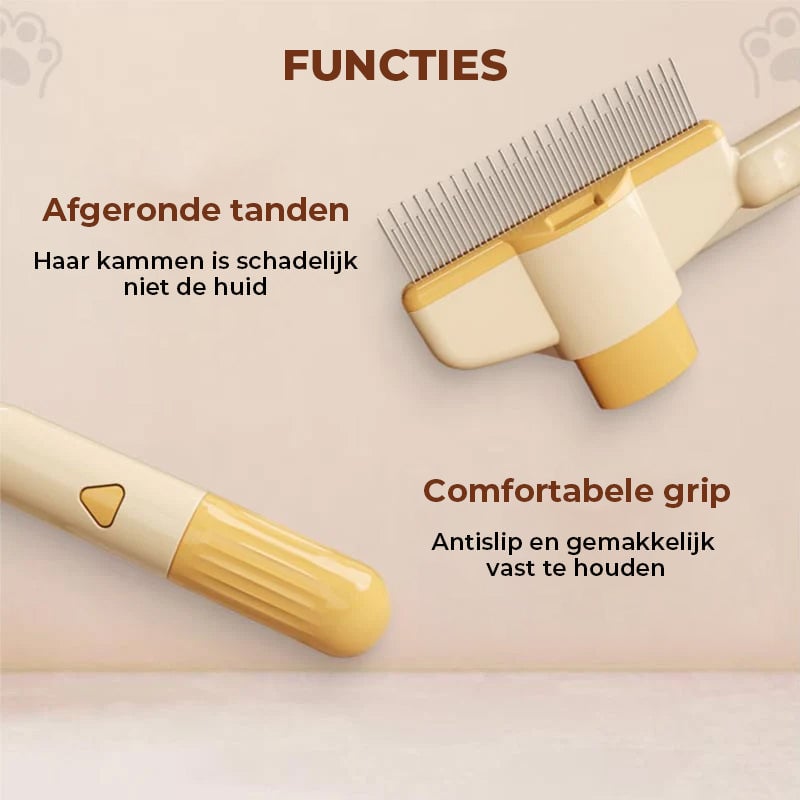 Zelfreinigende verzorgingsborstel voor huisdieren