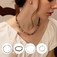 Frisbee Natural Beaded Necklace