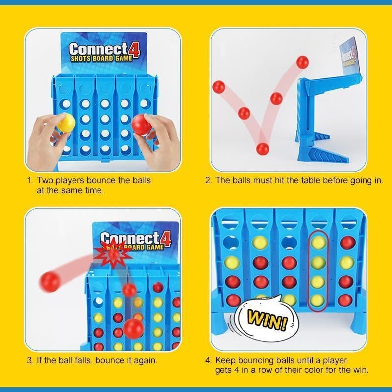 Connect 4 Shots Board Bouncing Ball Game Set For Kids