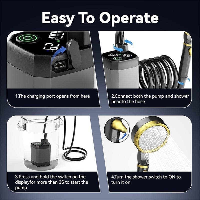 Sakerplus Portable Rechargeable Outdoor Camping Shower Pump