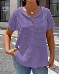 Peter Pan Collar Three-Button T-Shirt