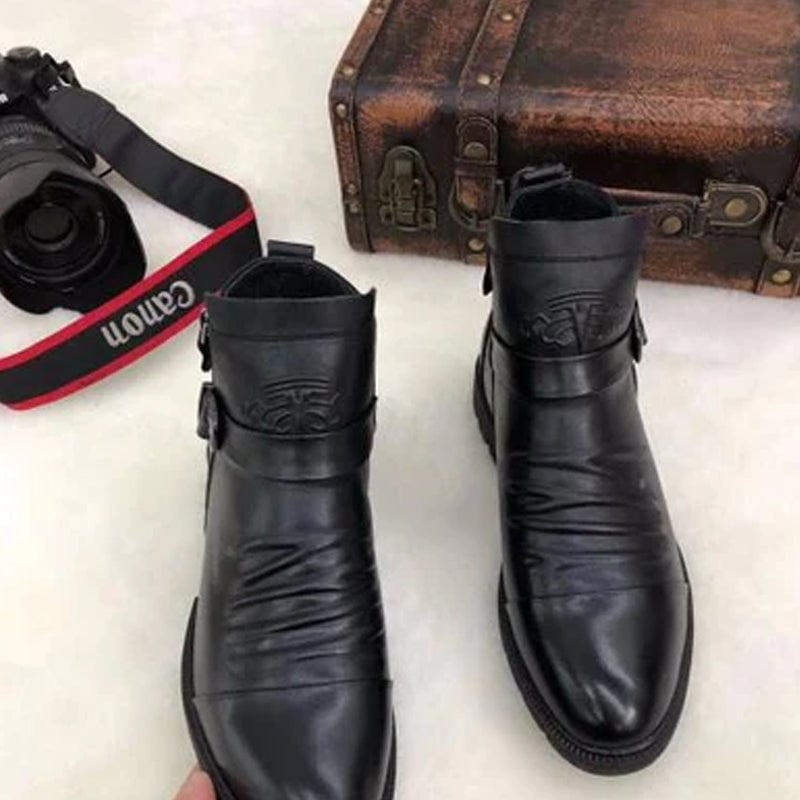 Martin-laarzen met handreliëf en rits voor heren