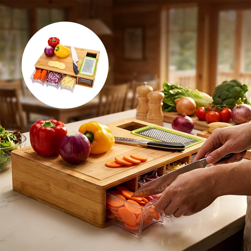 Bamboo and wooden drawer cutting board
