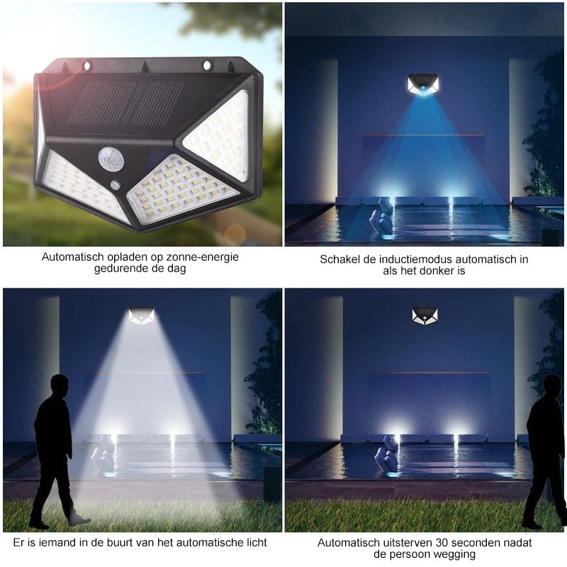 Waterdichte buitenlamp op zonne-energie 100 LED