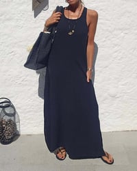 U-Neck Sleeveless Loose Full Skirt Dress