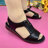 Sandalias Planas Piel Suave Cremallera