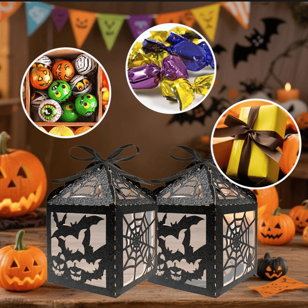 Halloween-Themed Glitter Decorative Candy Box