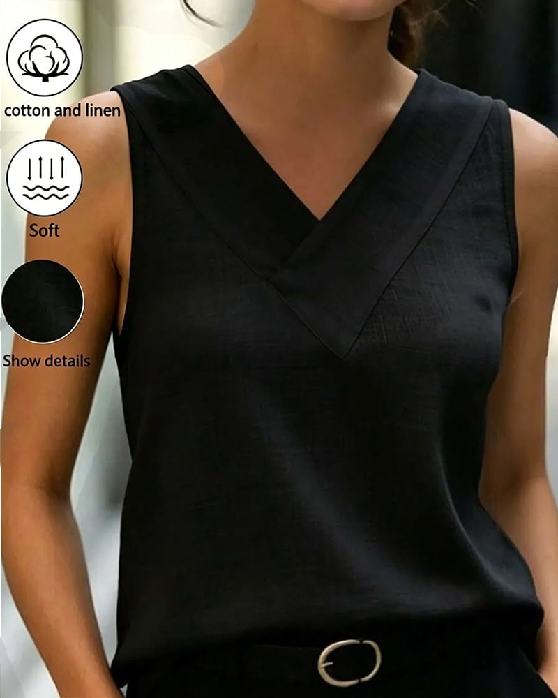 Sleeveless V-Neck Cross Tank Top