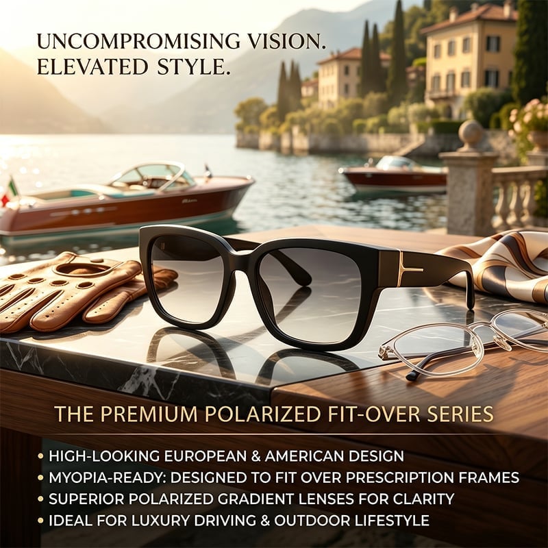 Polarized Square Sunglasses with Wrap-Around Design