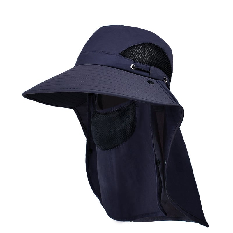 Men's Wide Brim Sun Hat with Removable Face Mask