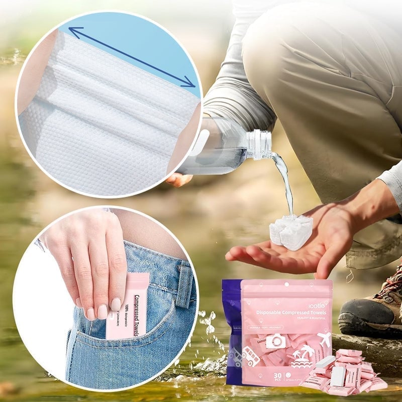 Compressed Travel Towels – Individually Wrapped Disposable Face Towels