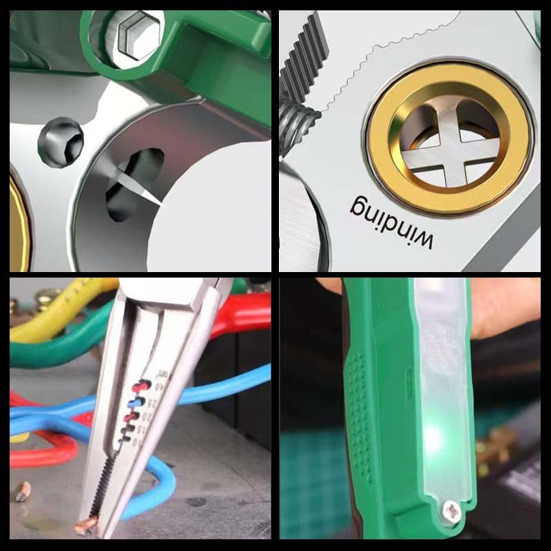 8-i-1 multifunksjonell elektriker spissnese-tang