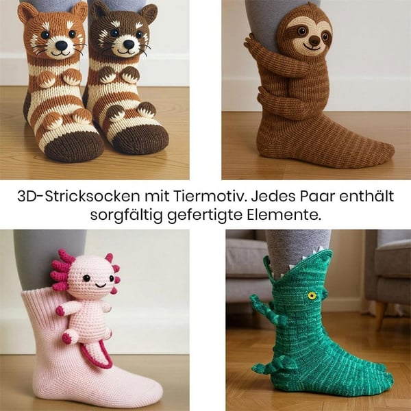 3D-gestrickte Tiersocken