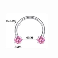 Zirkonia Hestesko Ring med Gjengede Stener for Piercinger