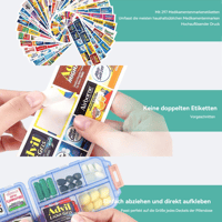 Reise-Pillenbox (161 Etiketten zur individuellen Gestaltung)