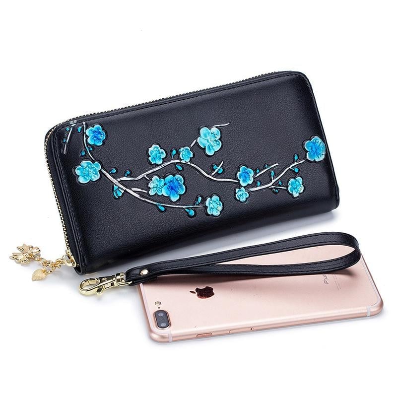 Women's Plum Blossom RFID Long Clutch/Wallet