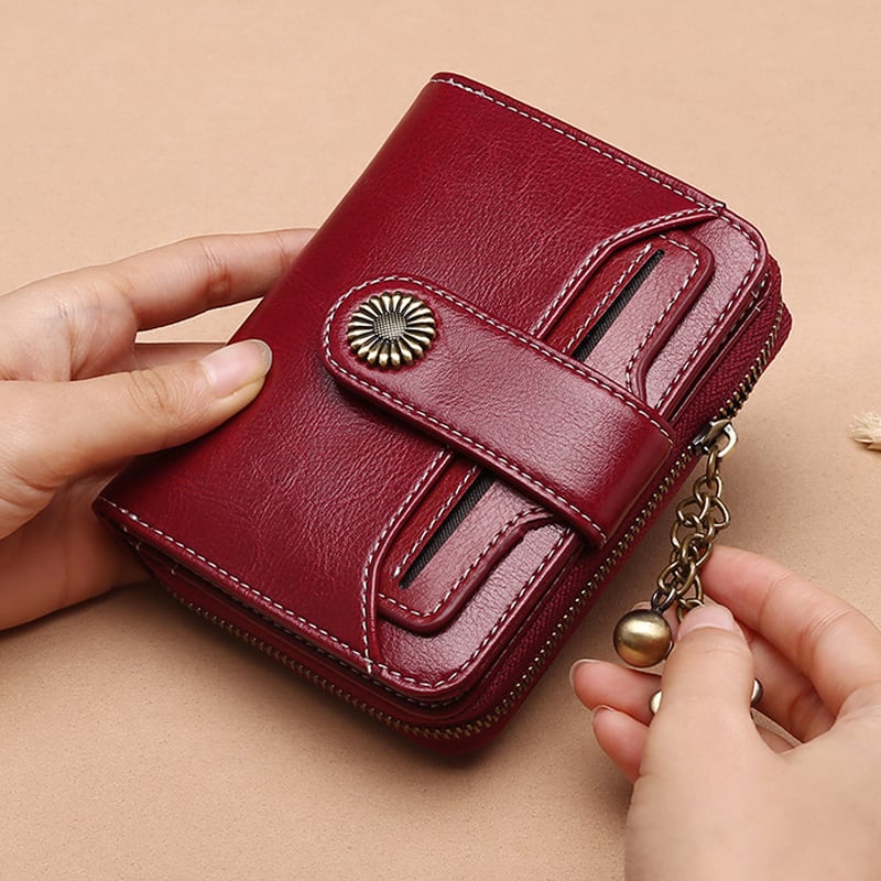Women RFID Blocking Short Compact Bifold Wallet Mini Purse
