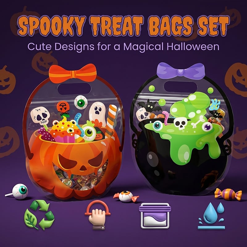 Halloween Pumpkin and Cauldron Treat Bags