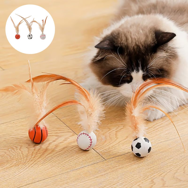 Interactive Feather Ball Toy Set for Cats