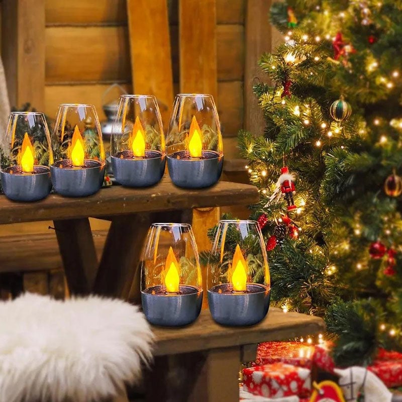 Solar LED Candle Goblet Light for Outdoor Waterproof Use