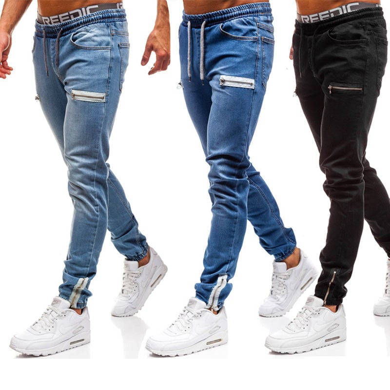 Jeans casual sport hombre con cremallera