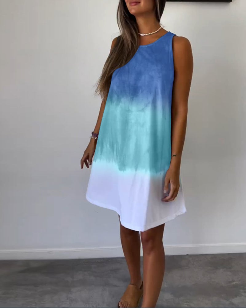 Robe décontractée sans manches bloc de couleur