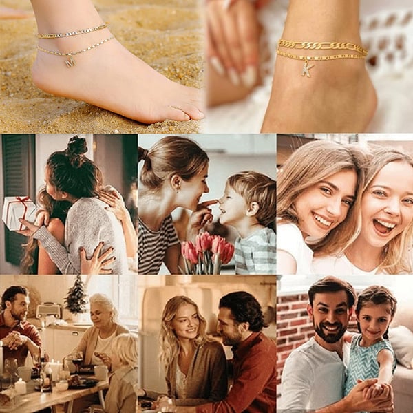 Lettering Layered Ankle Bracelet