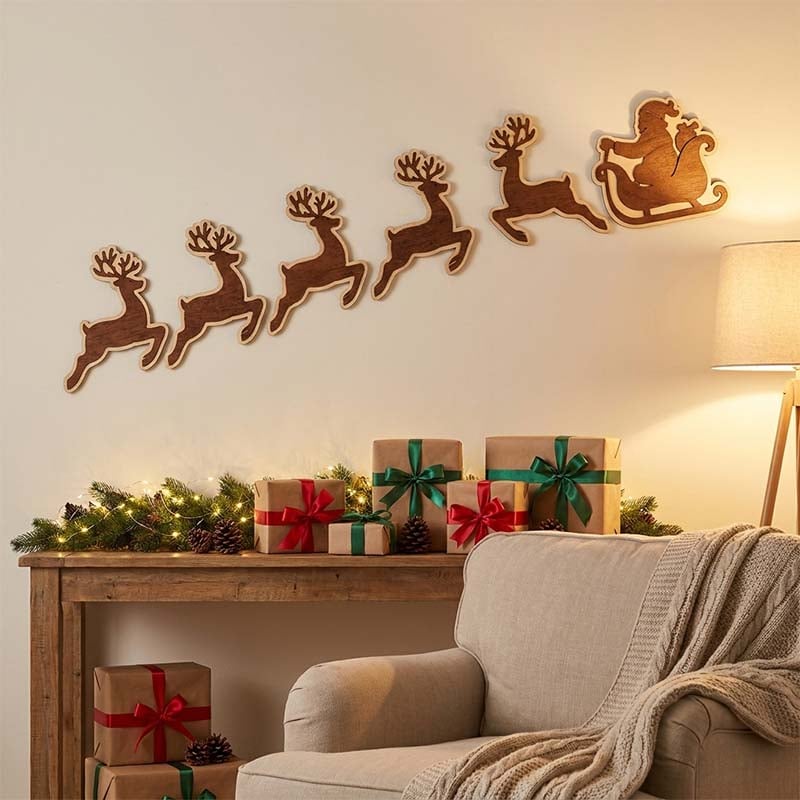Christmas LED wall decorations used as a warm seasonal home accent