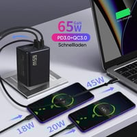 65 W GaN 3-in-1 einziehbares Schnellladegerät